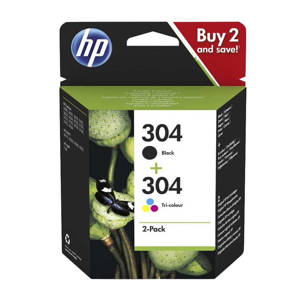 Pack de 2 cartouches jet d'encre HP 304XL BHPN9K08 Noir et Tri-Couleur Pack de 2 cartouches jet d'encre HP 304XL BHPN9K08 Noir et Tri-Couleur