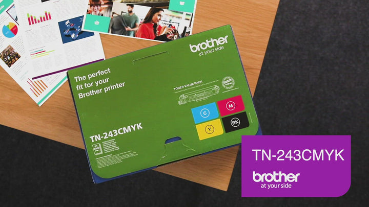 Pack de cartouche de toner d'origine Brother TN243 noir, cyan, magenta, jaune - TN243-CMYK - vidéo