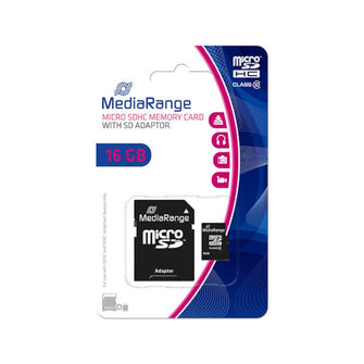 Carte Mémoire SD 16Go MediaRange avec adaptateur SD-SDHC - MR958