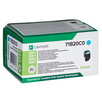 Cartouche de toner d'origine Lexmark Cyan - 71B20C0