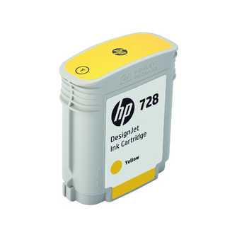 Cartouche d'encre d'origine HP 728 DesignJet jaune 40ml - F9J61A - officepartner.fr