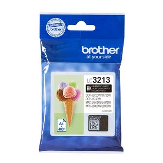 Cartouche d'encre d'origine Brother noir - LC3213BK - Cartouche d'encre noire haute capacité originale Brother - cartouche seule. Imprime jusqu'à 400 pages. Imprimantes compatibles : Brother DCP-J772DW, DCP-J774DW, MFC-J890DW, MFC-J895DW, DCP-J572DW, MFC-J491DW, MFC-J497DW.