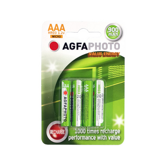 Piles rechargeables HR03 (AAA) NiMH 1.2 V AgfaPhoto 900 mAh 4 pièces - 131802756