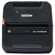 Imprimante  RJ-4230B mobile Brother thermique Directe. Vitesse jusqu'à 127 mm/sec. Connexions Bluetooth, USB 2.0. Certifié IP54 (contre la poussière et l’humidité). Résiste aux chutes jusqu'à 2,1 mètres. Légère et facilement transportable grâce à son clip ceinture fourni et ses nombreux accessoires en option