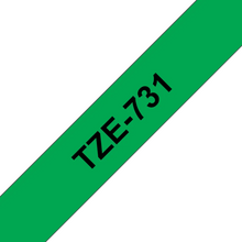 Cassette originale à ruban pour étiqueteuse Brother 12mm noir sur vert - TZe-731