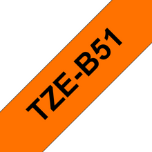 Cassette originale à ruban pour étiqueteuse Brother 24mm noir sur orange fluorescent - TZe-B51
