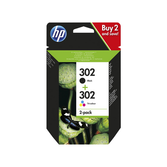 Pack 2 cartouches d'encre - 1 noire et 1 couleur d'origine HP 302 - X4D37AE - Officepartner.fr